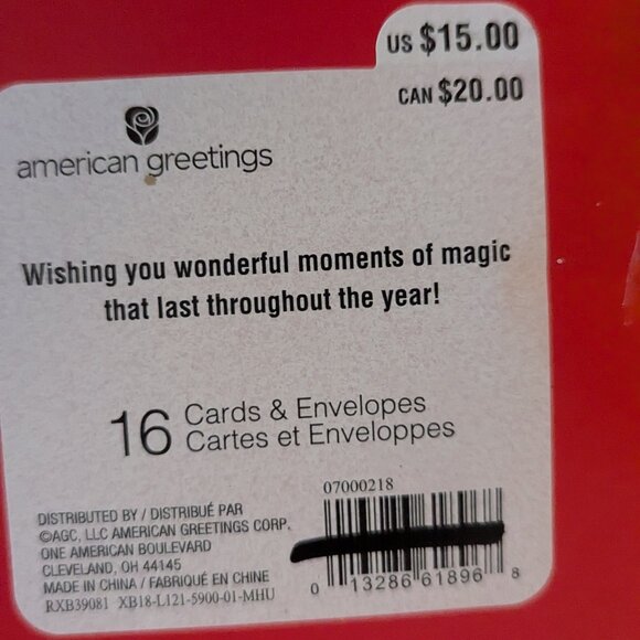 NWT 16 Red Glitter Wreath Sled American Greetings Christmas Cards Sealed Holiday - Picture 6 of 6